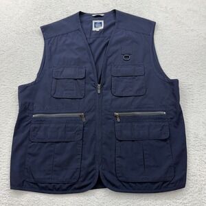 Tilley Mens Navy Blue L Utility Vest Gorpcore Outdoor Travel Fishing Adventure